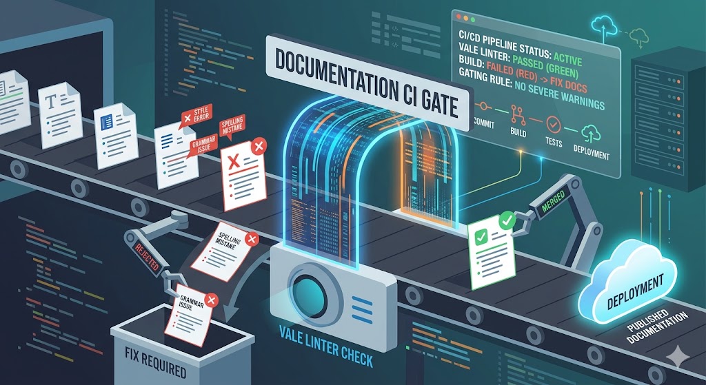 Thumbnail for blog post: Vale linter as a GitHub Actions merge gate: a practical guide