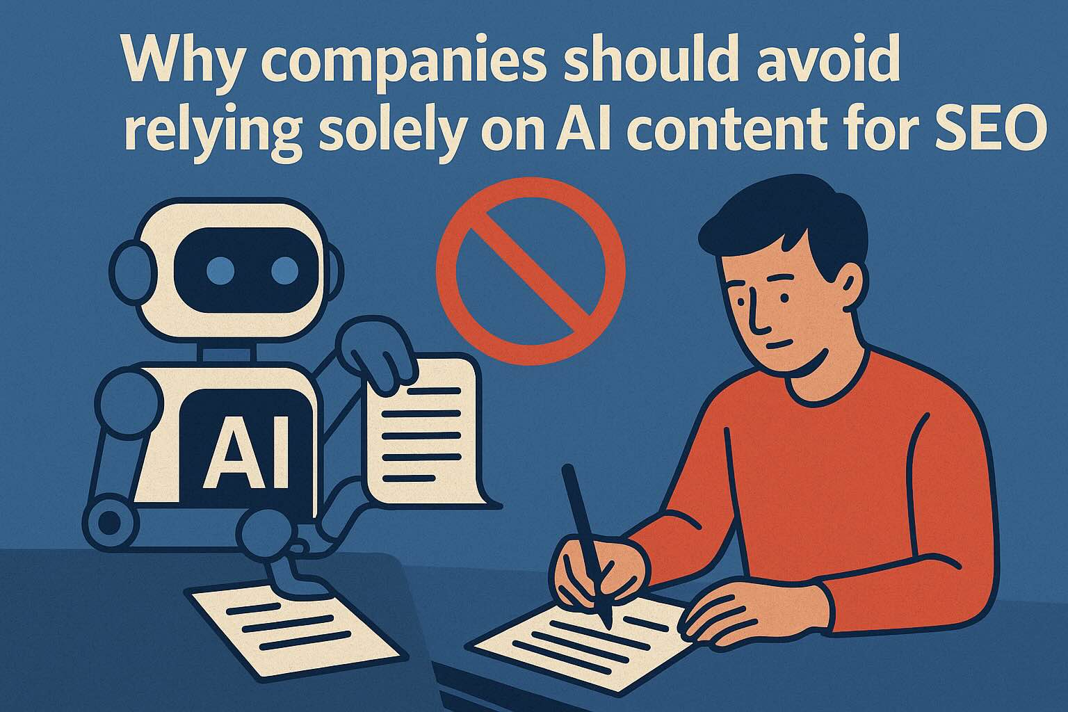 Thumbnail for blog post: Why companies should avoid relying solely on AI content for SEO?